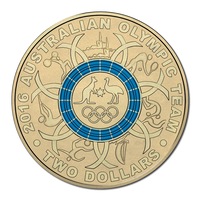 $2 2016 Olympic Blue Coloured lightly circulated coin