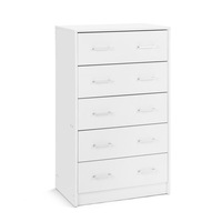 Griffin Chest 5 Drawers Tallboy Storage Dresser Storage Cabinet white