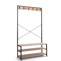 Detroit Hallway Bench Seat Coat Rack Hat Hooks Industrial