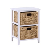 Mica Side Table Bedside Unit 2 baskets white