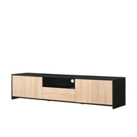 Lesley Entertainment Unit TV Cabinet Lowline TV Stand 180cm 2 doors 1 drawer black and woodgrain