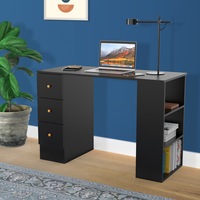 Computer Desk Student Laptop Table Home Office Study Desk with 3 Drawers & Shelves Black