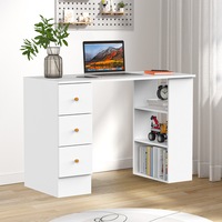 Computer Desk Student Laptop Table Home Office Study Desk with 3 Drawers & Shelves White