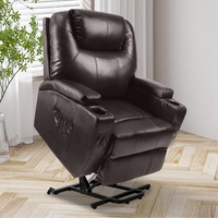 Ufurniture Electric Lift Chair Recliner Armchairs Chairs Lounge Sofa Seat PU Leather Brown