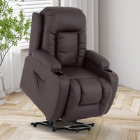 Ufurniture Electric Massage Lift Chair Full Body Heated Recliner Armchair PU Lounge Sofa Brown