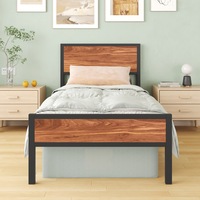 Ufurniture Bed Frame Single Industrial Metal Bed Frame Bed Base with Headboard Mattress Base Platform