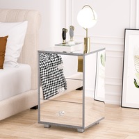 Ufurniture Mirrored Bedside Table Side Table 3 Drawers Storage Cabinet Nightstand
