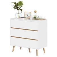 Ufurniture Chest Of 3 Drawers Lowboy Dresser Storage Nightstand Cabinet White