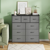Ufurniture Chest of 9 Drawers Tallboy Clothes Storage Cabinet Fabric Tower Dresser Organizer Gray