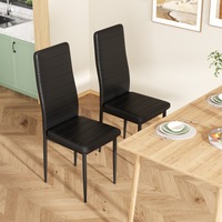 Ufurniture Dining Chairs Set of 2 Premium High-Back PVC Kitchen Chairs Anti-Slip with Metal Legs 46cm Seat Height