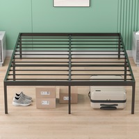 Ufurniture Queen Metal Bed Frame Upholstered Platform Foundation Mattress Base Support Black