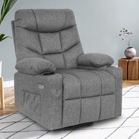 Ufurniture Recliner Chair Electric Heated Lift Chairs Vibration Massage with USB and Cup Holders 45-140 Degree tilt Grey