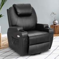 Ufurniture Recliner Chair Electric Heated Lift Chairs Vibration Massage with USB and Cup Holders 45-140 Degree tilt Brown Black