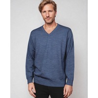 Ansett Wool Denim Blue Machine Washable V Neck Jumper