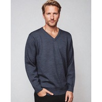 Ansett Wool Slate Blue Machine Washable V Neck Jumper