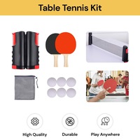 Instant Table Tennis Kit Ping Pong Set Retractable Net Rack + 2 Bats + 6 Balls