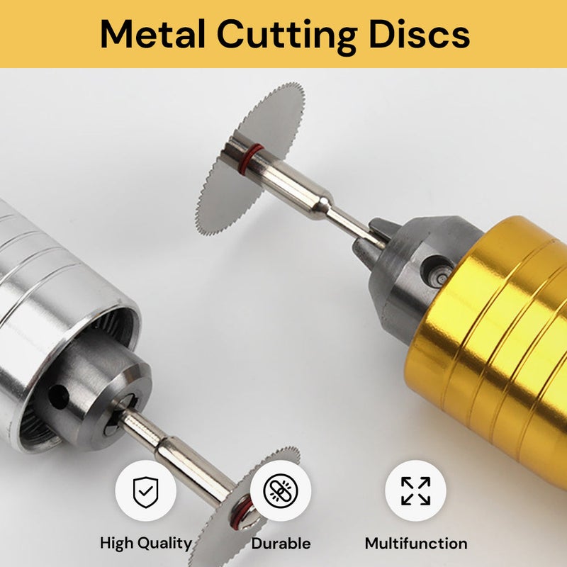 Metal Cutting Discs with Mandrel - Rotary Tool Accessories - Silver