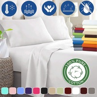 2000TC 100% Egyptian Cotton Sheet Sets Pillowcase Anti-Bacterial & Hypoallergenic 10 colors
