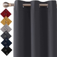 2X 100% Blockout Curtains Thermal Insulated Blackout Window Curtain Draperies Pair Eyelet for Bedroom