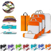 6x Packing Cubes Luggage Storage Organiser Travel Compression Suitcase Bags NEW