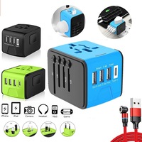 AUS International Universal Travel Adapter With 3 USB+ Type C AC Power Charger