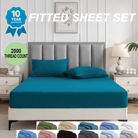 2000TC Ultra Soft Deep Fitted Sheet&Pillowcases Single/King Single/Double/Queen/King Bed