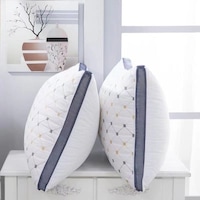 Twin Pack Checked Medium Firm Cotton Cover Pillows Breathable Hotel Home Bedding Pillows 40*70cm