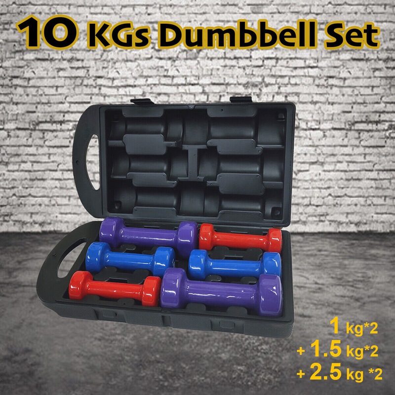 10KG Dumbbell Set of 6 Weight Dumbbells Anti-slip Exercise Fitness Home Gym Australia