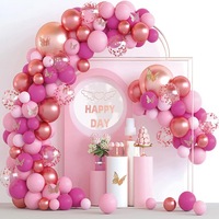 158Pcs Pink Balloons Garland Arch Kit,Butterfly Balloon Garland Kit,Rose Gold Latex Balloons For Birthday Princess Theme Baby Shower Wedding Mother'Svalentine'S Day Party Background Decorations