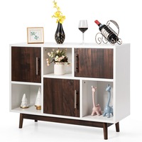 3-Door Storage Cabinet Display Shelf Console Table TV Stand Pine Legs
