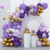 Purple Balloons Arch Kit,136Pcs Purple Gold Balloon Arch Garland Kit With Dark Purple And Gold White Latex Balloons For Girls Birthday Party Decoration,Baby Shower,Wedding,Valentine'S Day, Anniversary