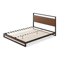 Single Bed Frame Metal Wood Single Size Mattress Base Platform Supper Strong