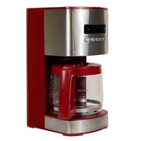 Kenmore 12-Cup Drip Coffee Maker Machine, Coffee Machine, Reusable Filter, Digital Display, Charcoal Water Filter, Red