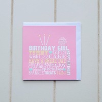 Pink Square Birthday Girl Greeting Card