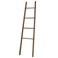 Furb 4-Tier Rubber Wood Freestanding Rack Towel Ladder Blanket Ladder Living Room Bathroom Walnut