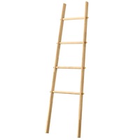 Furb 4-Tier Rubber Wood Freestanding Rack Towel Ladder Blanket Ladder Living Room Bathroom Oak
