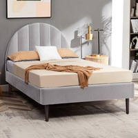 Furb Bed Frame Upholstered Platform Boucle Fabric Wooden Bed Base Mattress Furniture King Single