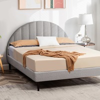 Furb Double Bed Frame Upholstered Platform Boucle Fabric Wooden Bed Base Mattress Furniture Grey
