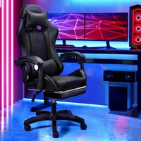 Furb Gaming Chair RGB LED Massage Executive Office Chair Racing Recliner Footrest Lumbar Support