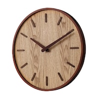 Furb Modern Wall Clock 40cm Wood Round Wall Clocks Silent Non-Ticking Battery Operated Home Room