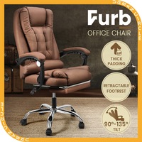 Furb Ergonomic Reclining Office Chair with Footrest Height Adjustable Gaming Chair Dark Brown
