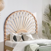 Furb Queen Size Rattan Bed Headboard Bohemian Style Bed Head Frame Base Bedroom Furniture Natural