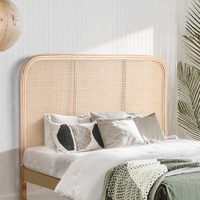 Furb Queen Size Rattan Bed Headboard Bohemian Style Bed Head Frame Base Bedroom Furniture Natural