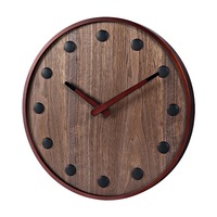 Furb Wood Wall Clock Round Wall Clocks Quartz Silent Non-Ticking Battery Operated Living Home Decor