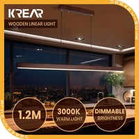 Krear 120cm Linear Pendant Light Walnut Led Kitchen Benchtop Drop Lights