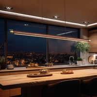 Krear 150cm Linear Pendant Light Walnut Led Kitchen Benchtop Drop Lights
