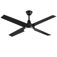 Krear 52" Ceiling Fan LED Light Remote Control Wooden Blades Timer 6 Speed Black For Living Room