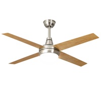 Krear 52" Ceiling Fan LED Light With Remote Control 4 Wooden Blades Wood Fans For Living Room