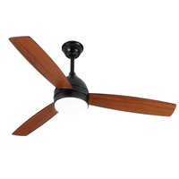 Krear 52" Ceiling Fan With Light 6 Speed Wooden Blades DC Motor Remote Control For Living Room