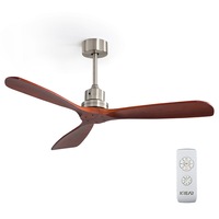 Krear 52" Inch Ceiling Fan Reversible Wooden Blades Motor Fans Light LED Remote Living Room Bedroom 
